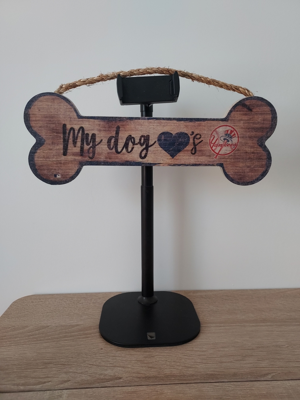My Dog Heart New York Yankees Wooden Bone Sign - Brown